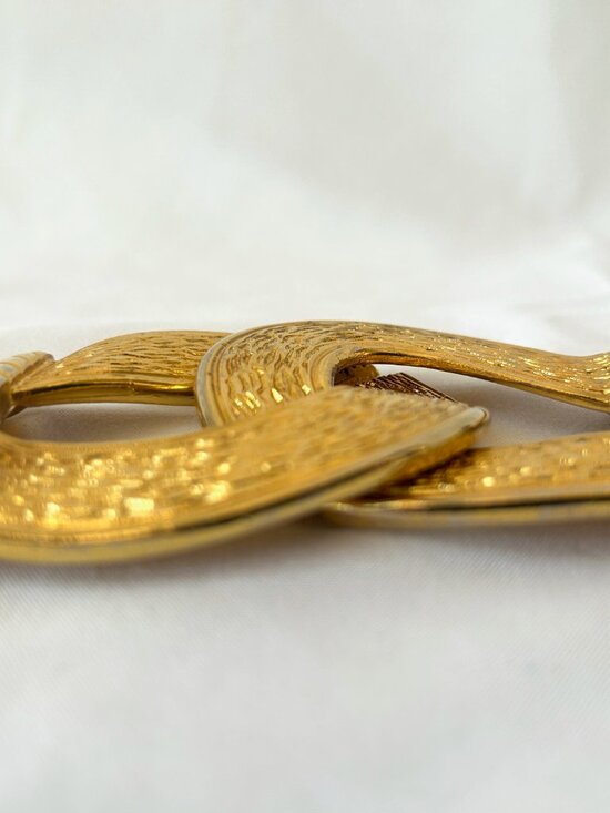 Chunky Vintage Gold Tone BELT BUCKLE Puzzle Design Signed GUTOS West Germany main image 6